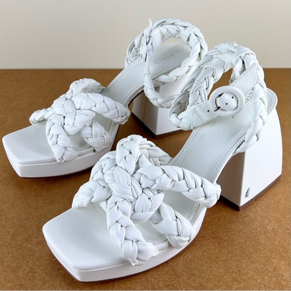 NEW SAM EDELMAN CIRCUS WHITE BRAIDED SANDALS - Picture 8 of 12